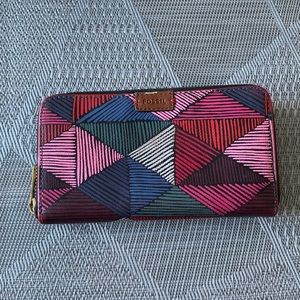 Fossil wallet multiple colors pattern leather